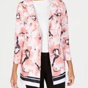 Alfani Floral Blazer Jacket cropped sleeve long